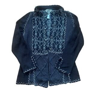 Curio Mixed Knit Blanket Stitch Whimsygoth Cardigan Jacket | M